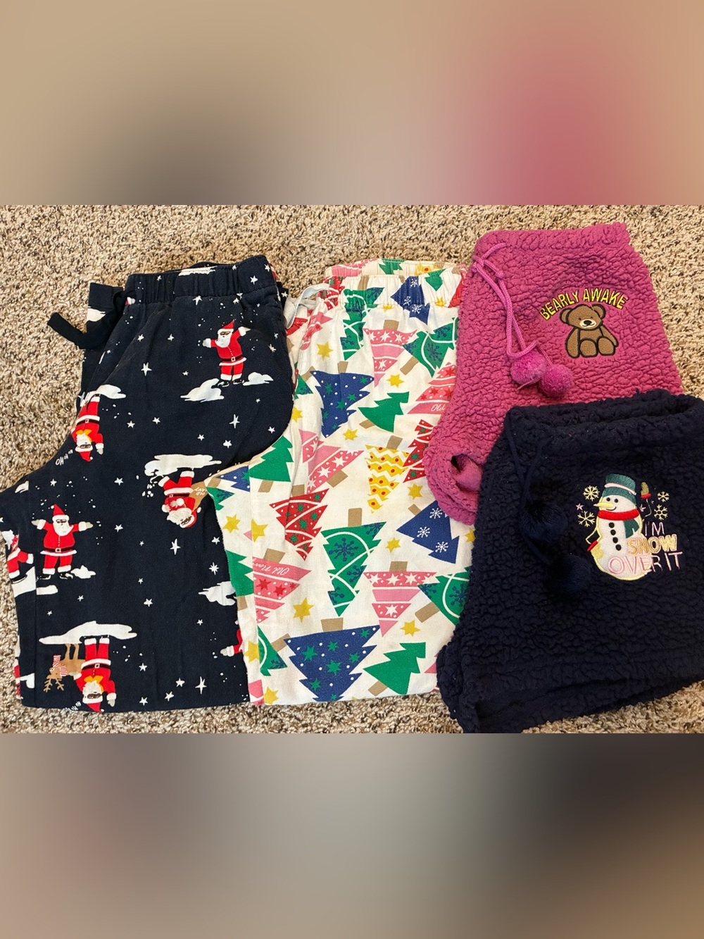 Bundle - Christmas pajama bundle with Santa Claus and snowflakes Christmas pj